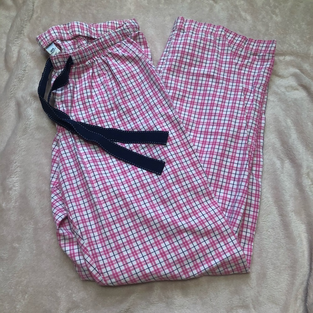 Old Navy pink and navy plaid pajama pants